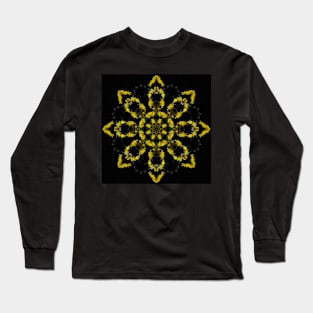 Yellow Chrysanthemum Light and Shadow Kaleidoscope pattern (Seamless) 24 Long Sleeve T-Shirt